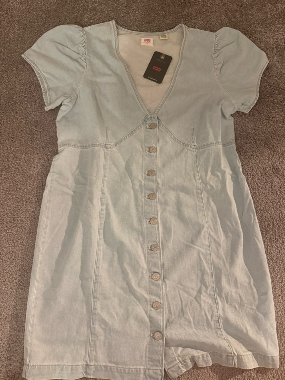 Levi's Light Wash Denim V-Neck Button Dress
